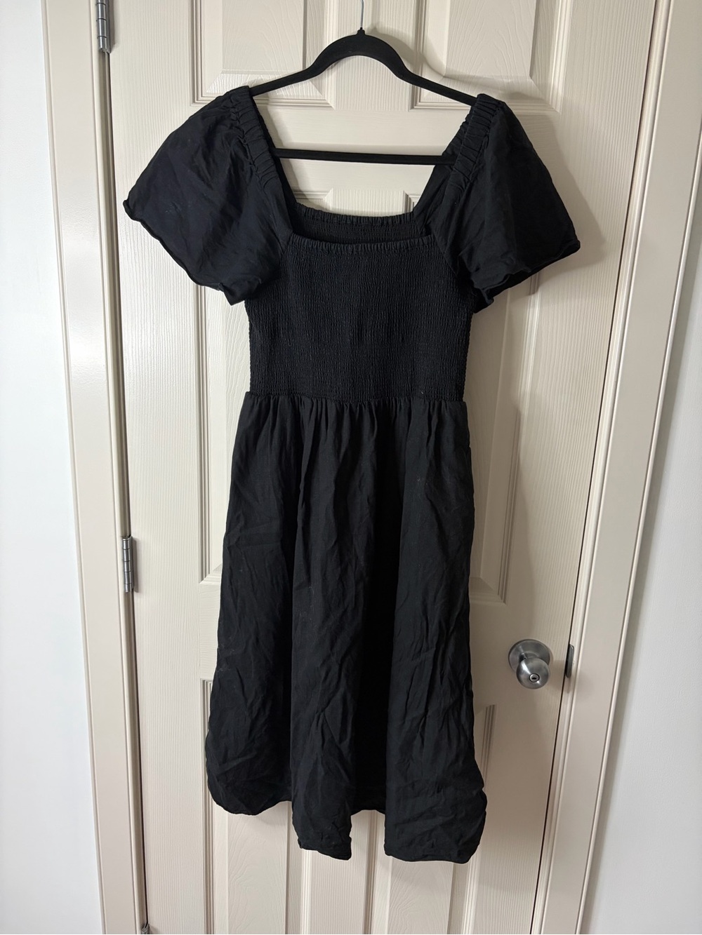 🦋 MADEWELL - M/L Fitting Black Dress - Linen Blend - Has Pockets